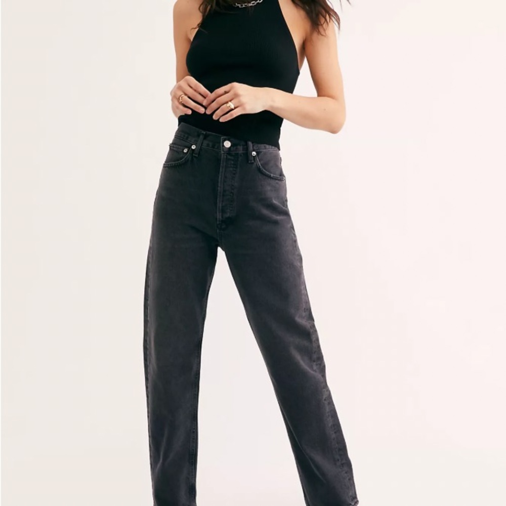 Agolde Black High Rise Jeans Straight Leg 90s Fit
